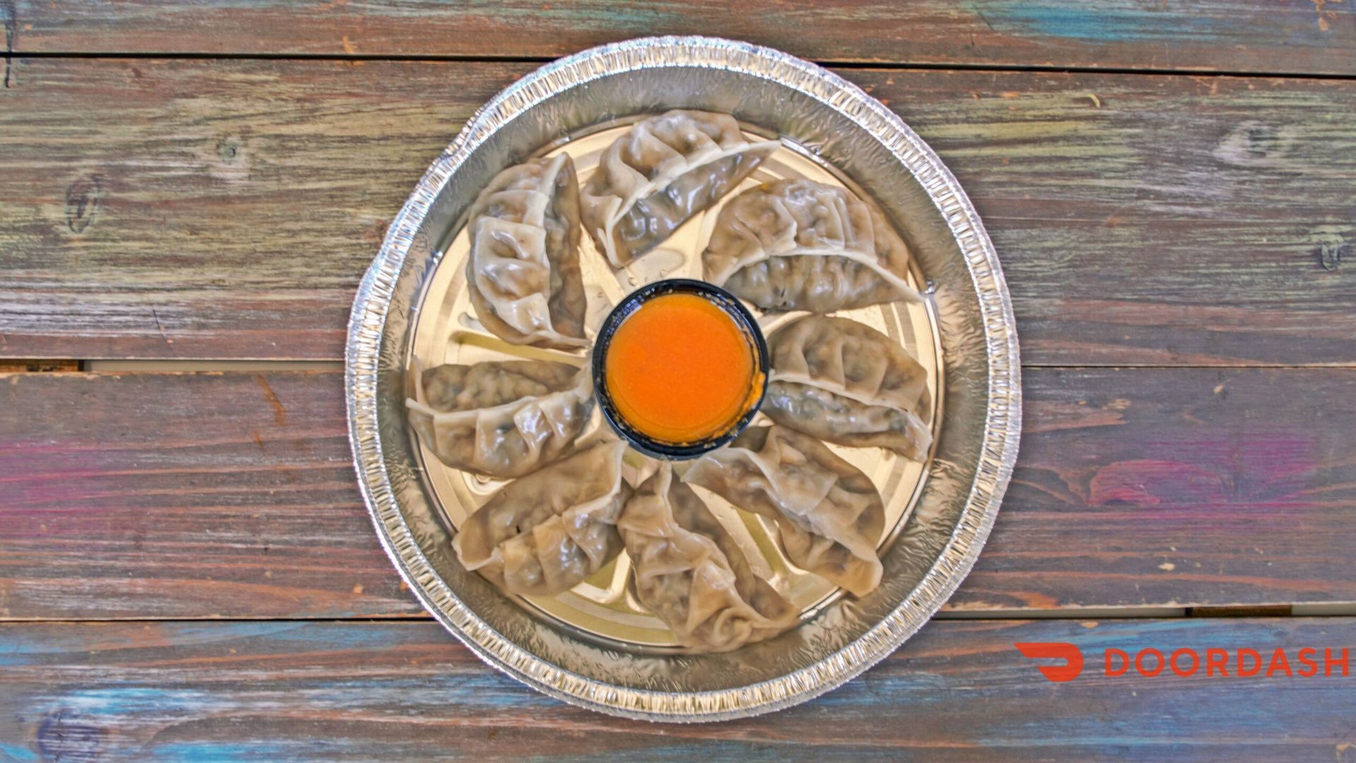 Chicken Momo + Milk Tea